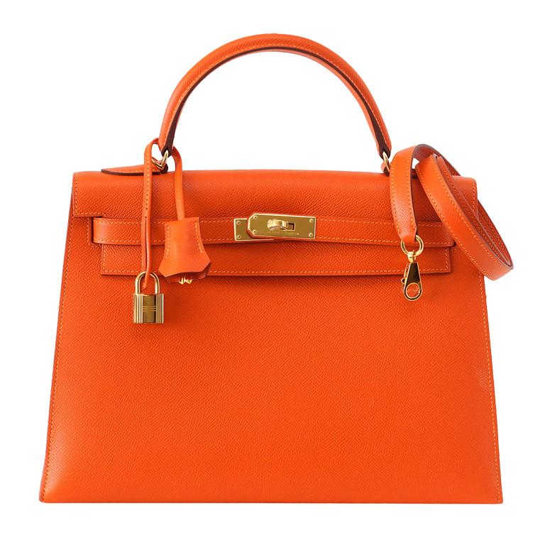 Kelly 32 Bag Sellier Feu Lush Orange Epsom Gold Hardware