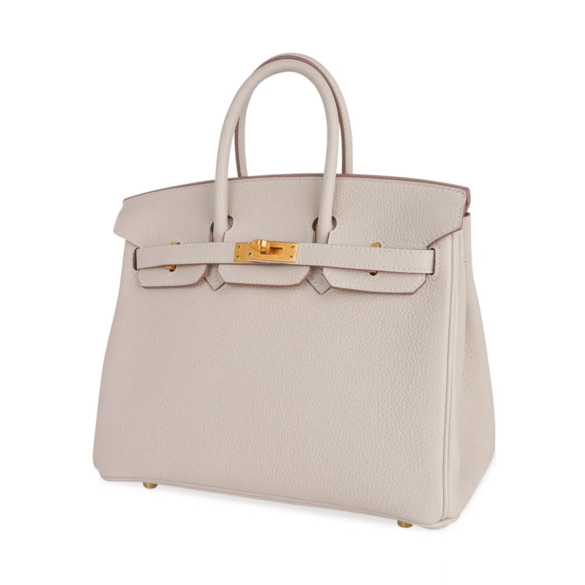 Birkin HSS 25 Bag Beton w/ Pink Rose Pourpre Brushed Gold Hardware Togo