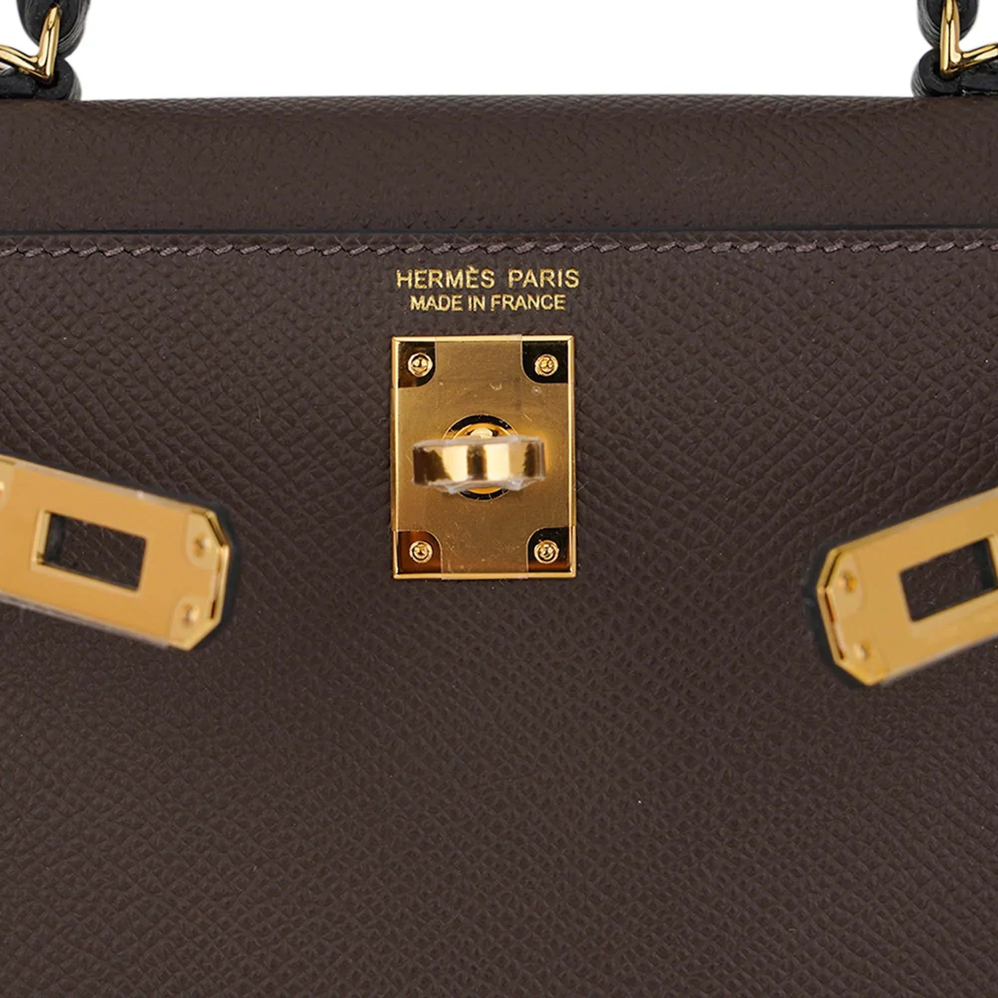 Special Order HSS Mini Kelly 20 Sellier Bag Ecorce Etoupe and Black with Gold Hardware