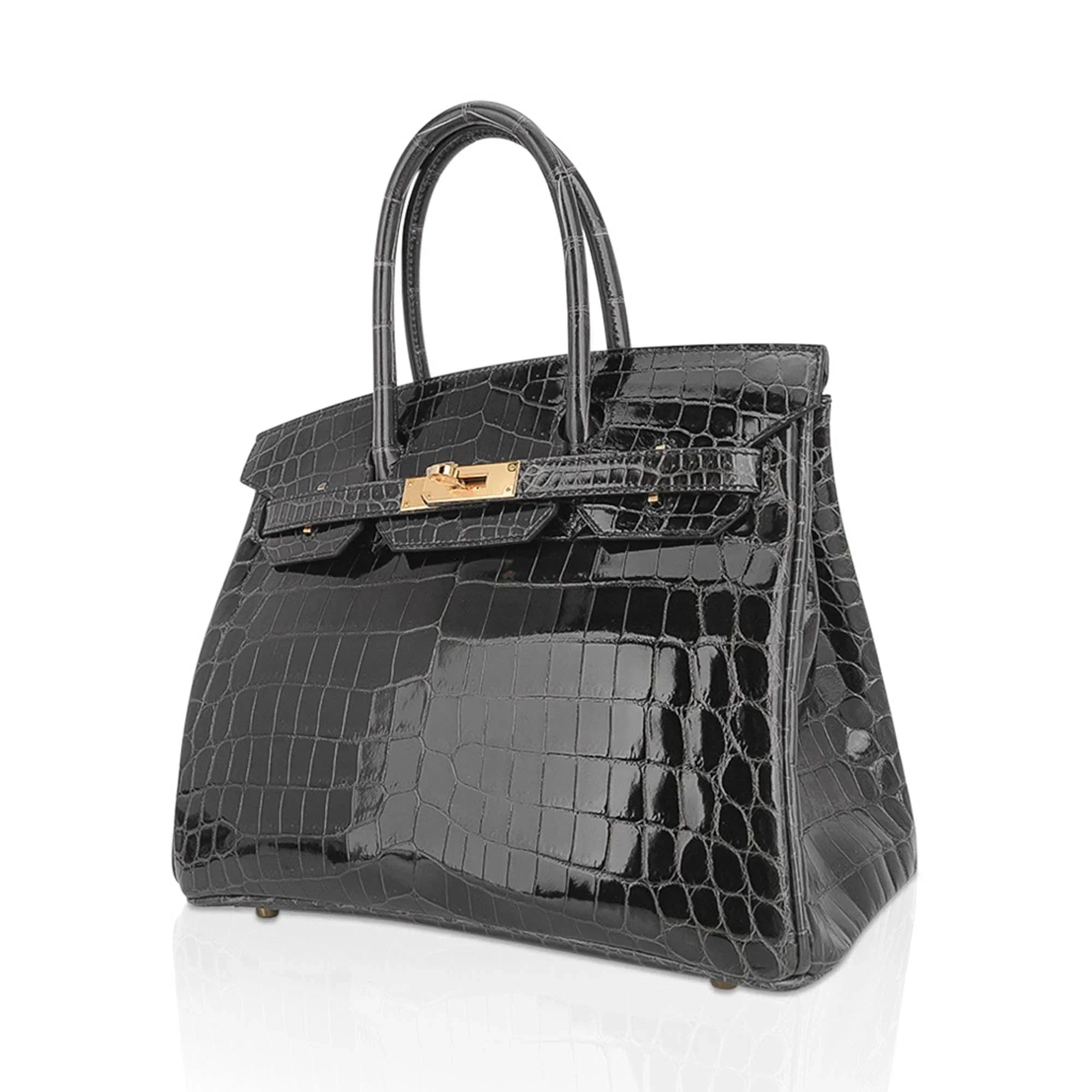 Birkin Bag, Crocodile-Grain Top-Grain Cowhide Leather, In-Seam Gold Hardware
