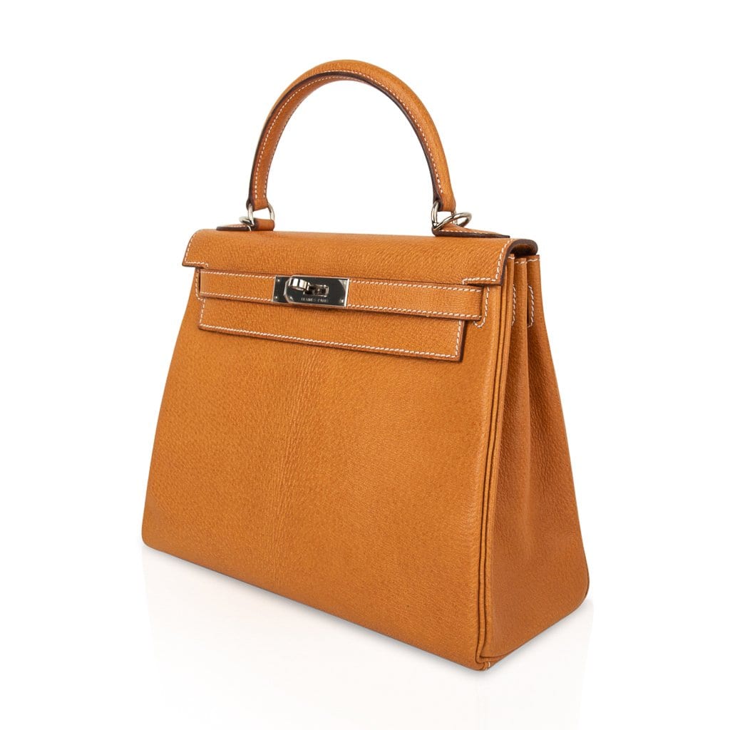 Kelly 28 Bag Gold Peau Porc Leather with Palladium Hardware