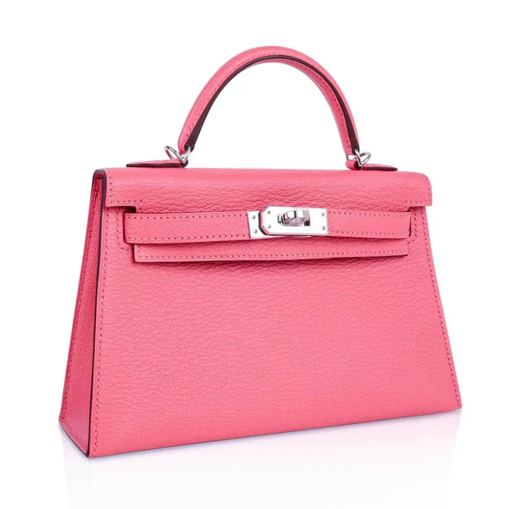 Kelly 20 Mini Sellier Bag Rose Lipstick Chevre Leather Palladium Hardware