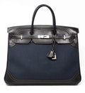 Birkin 40 Ghillies Denim Fonce Toile / Black Evercalf Bag Limited Edition