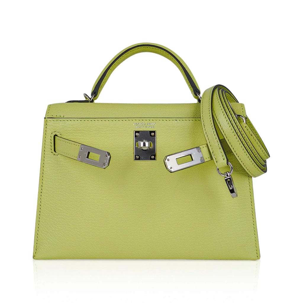 Mini Kelly 20 Bag Sellier Jaune Bourgeon Chevre Leather with Palladium Hardware