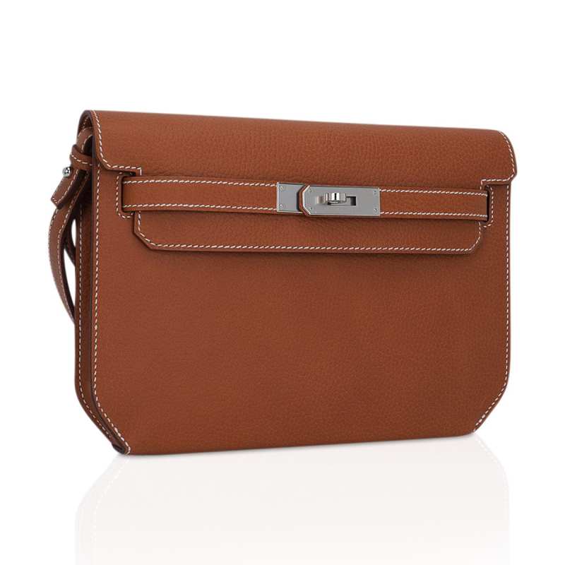 Kelly Depeches 25 Pouch Fauve Galop D’ Vache Palladium Hardware