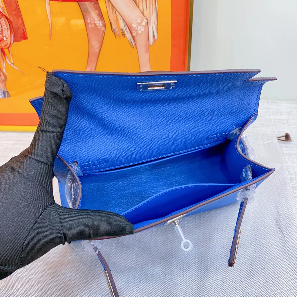 Kelly 2nd-Generation Epsom Blue Royal Palladium Hardware