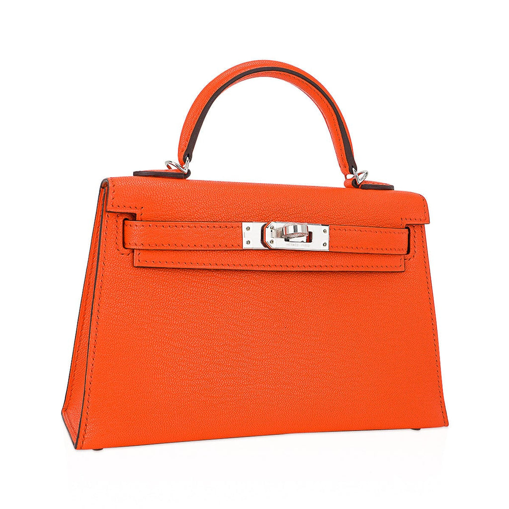 Verso Mini Kelly 20 Sellier Bag Feu & Terre Battue Chevre Leather with Palladium Hardware