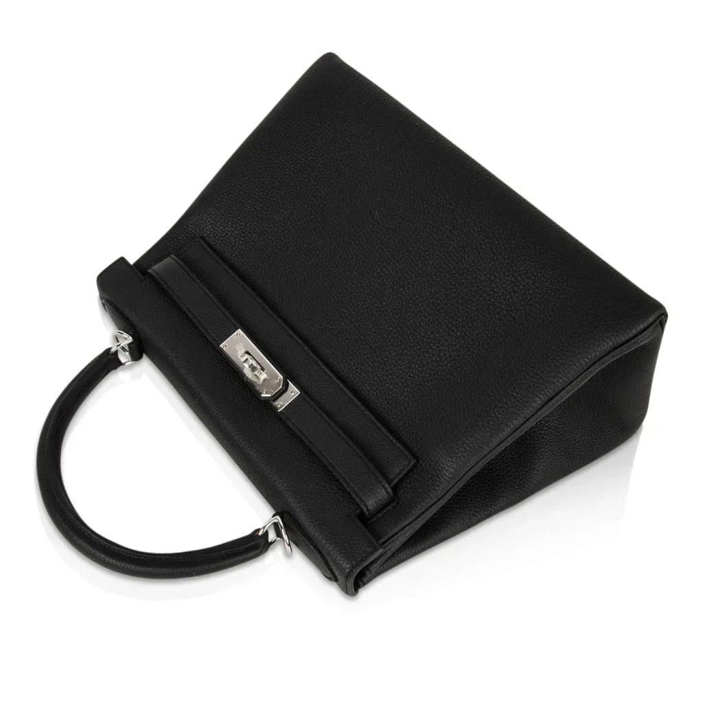 Kelly 28 Bag Black Retourne Togo Palladium Hardware