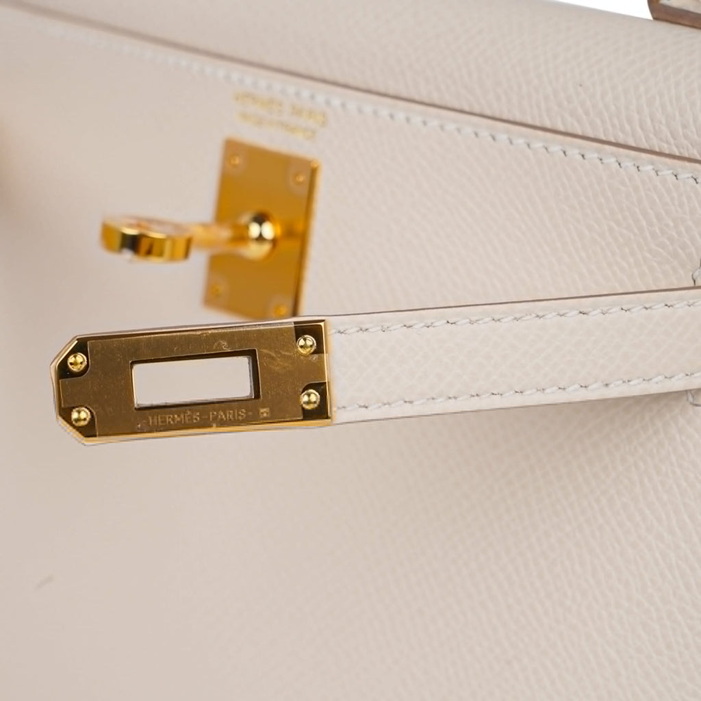 Kelly 20 Mini Sellier Bag Craie Epsom Leather with Gold Hardware