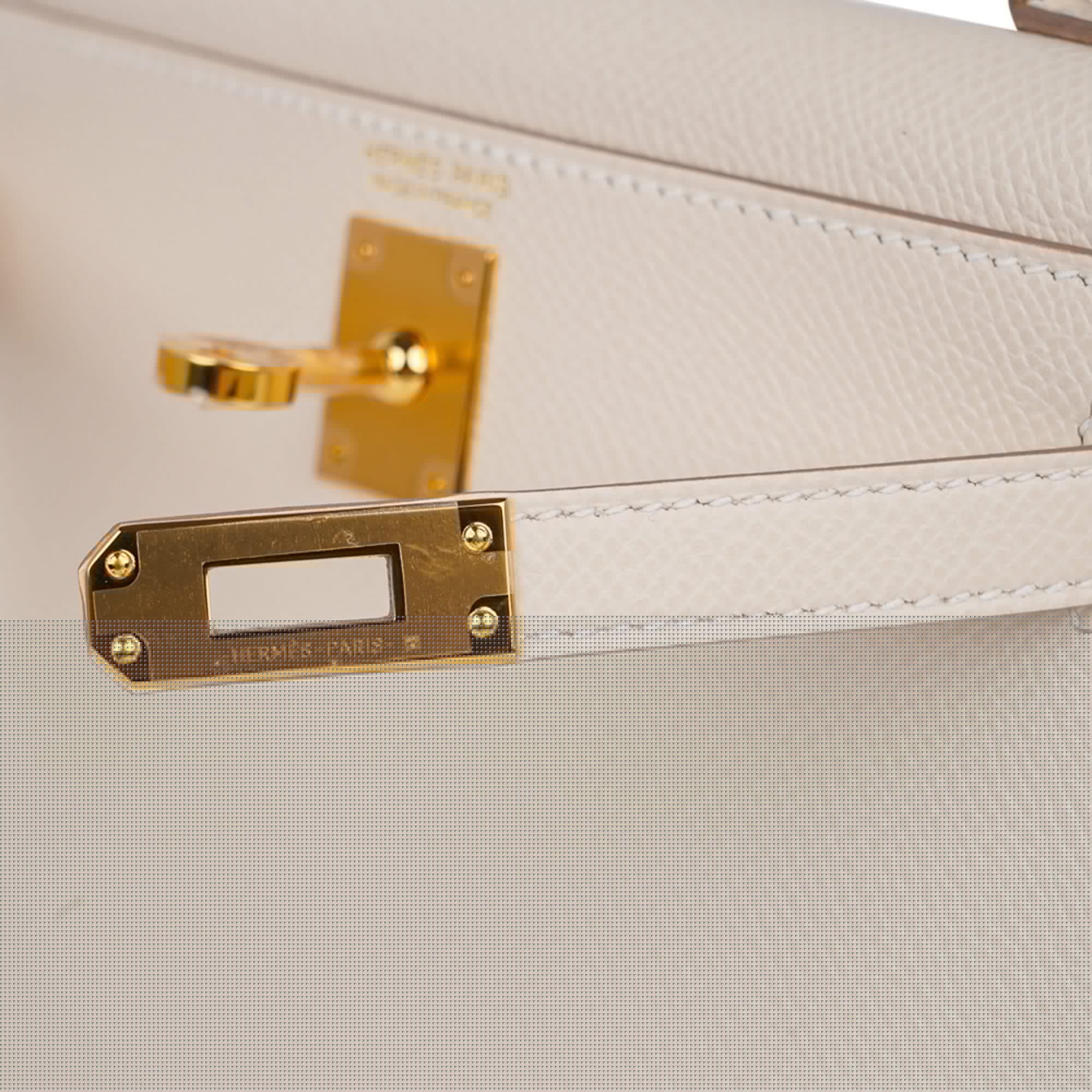 Kelly 20 Mini Sellier Bag Craie Epsom Leather with Gold Hardware