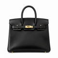 Birkin 25 in Noir Boxcalf Leather (Gold Hardware)