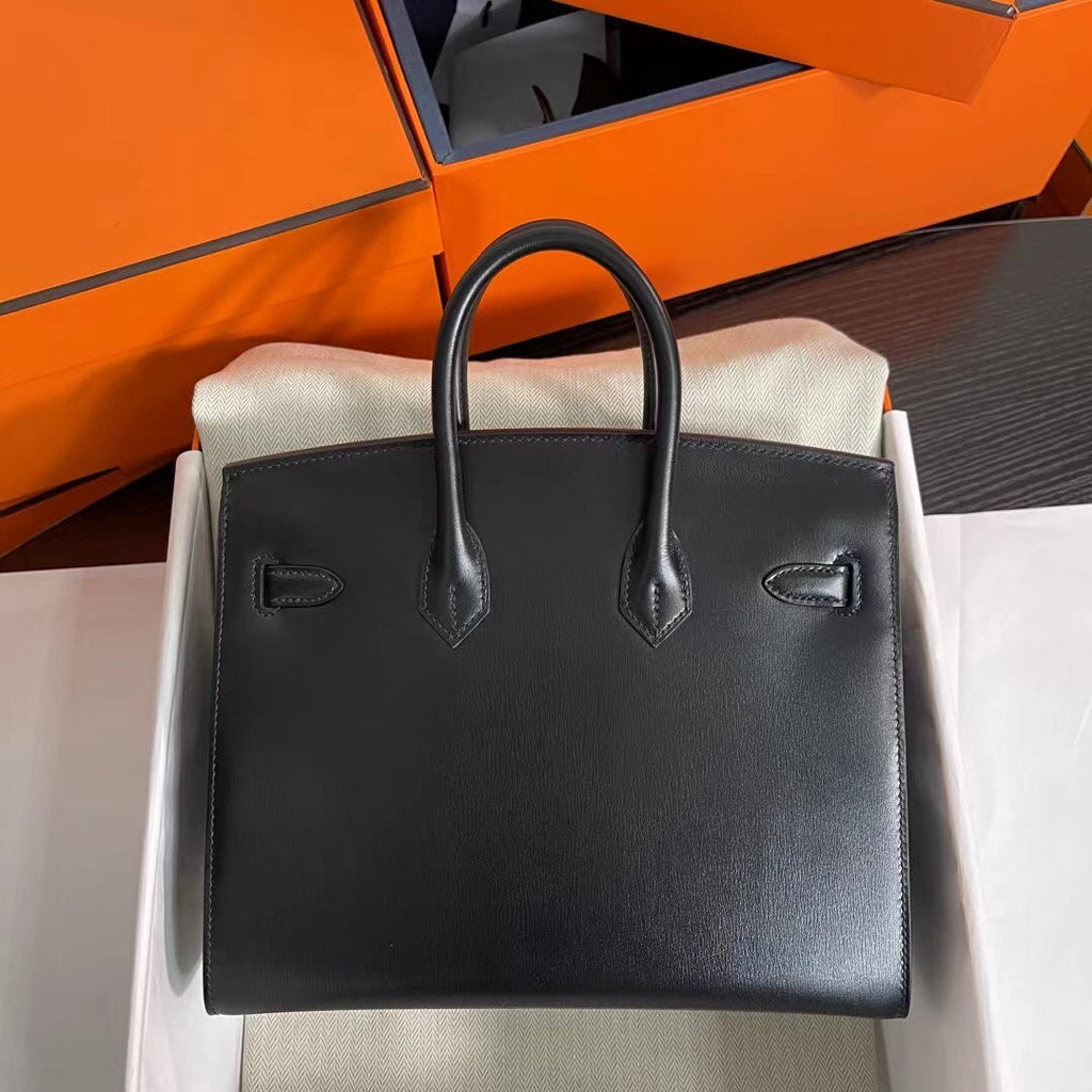 Birkin 25 Sellier Noir Box Calfskin Gold Hardware
