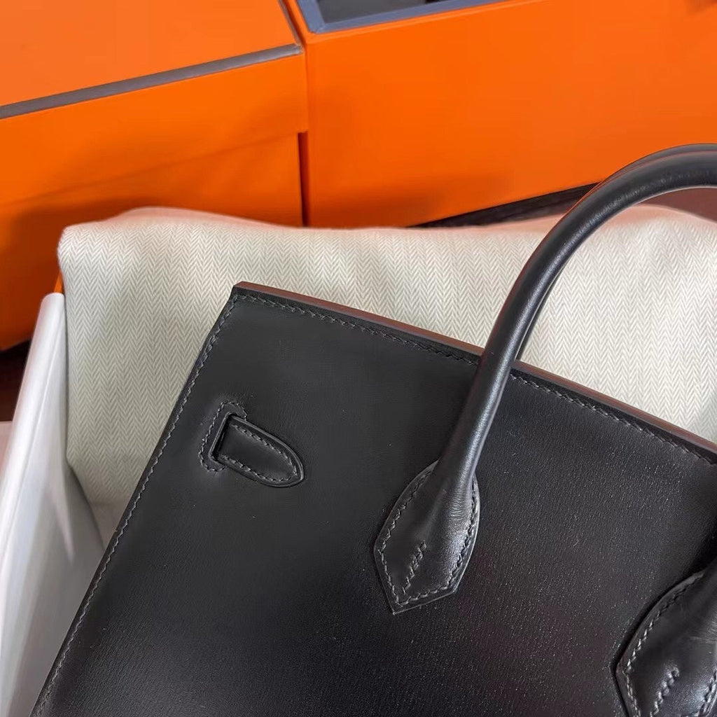Birkin 25 Sellier Noir Box Calfskin Gold Hardware