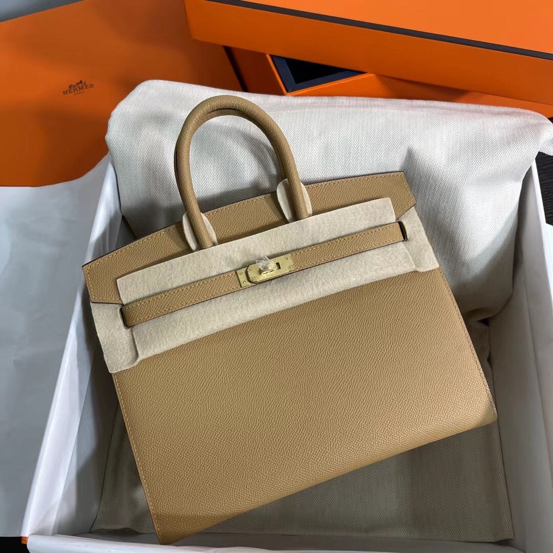 Birkin 25 Sellier 4B Biscuit Epsom Gold Hardware