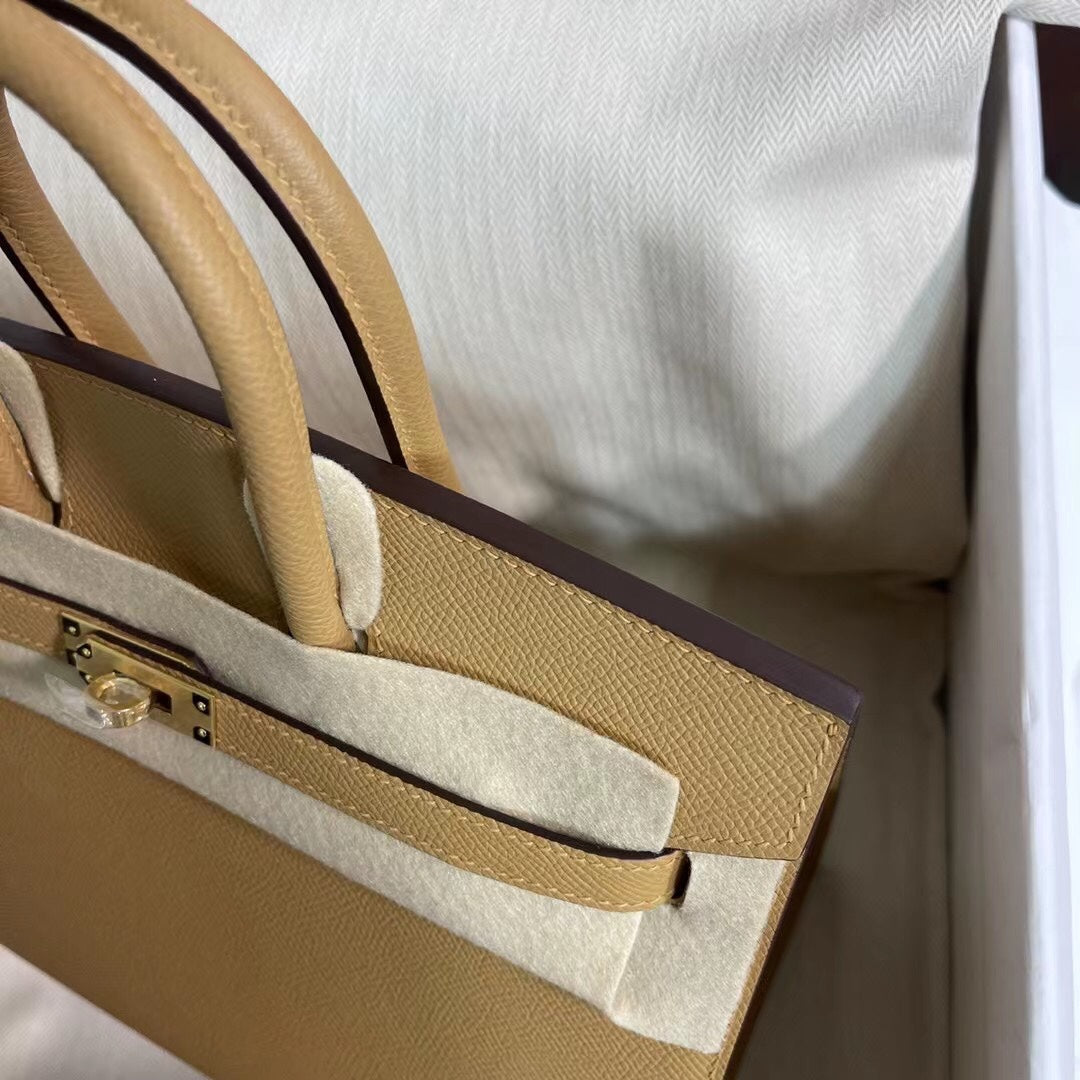 Birkin 25 Sellier 4B Biscuit Epsom Gold Hardware