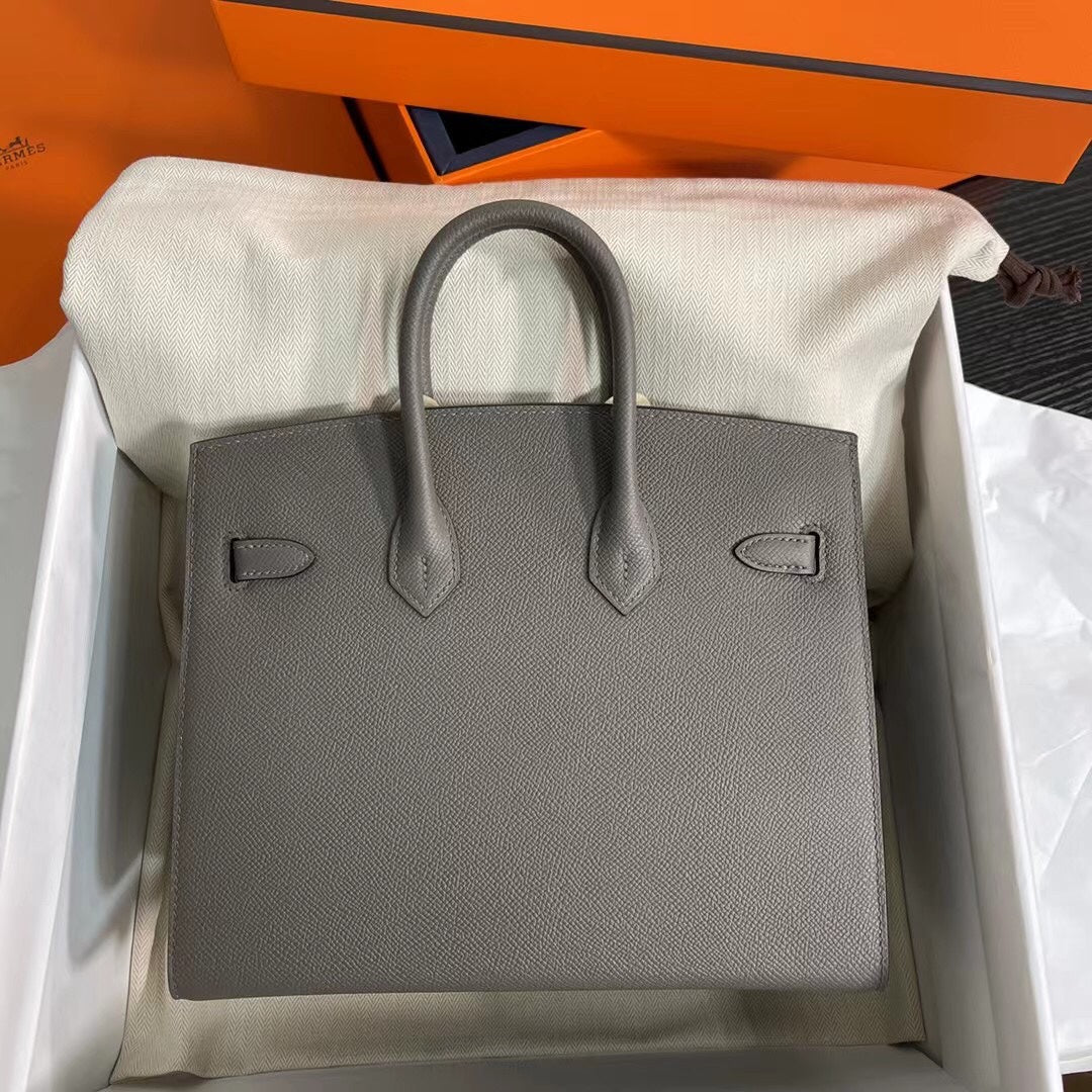 Birkin 25 Sellier 8F Etain Epsom Silver Hardware