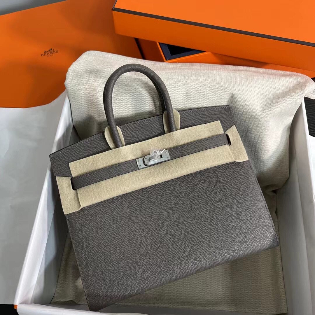 Birkin 25 Sellier 8F Etain Epsom Silver Hardware