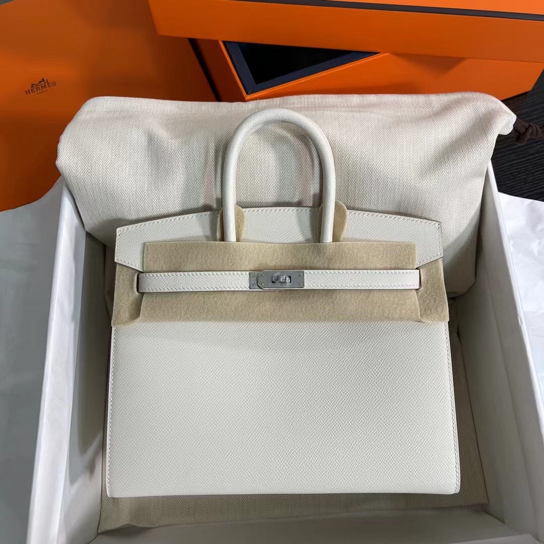 Birkin 25 Sellier 10 Craie Epsom Silver Hardware