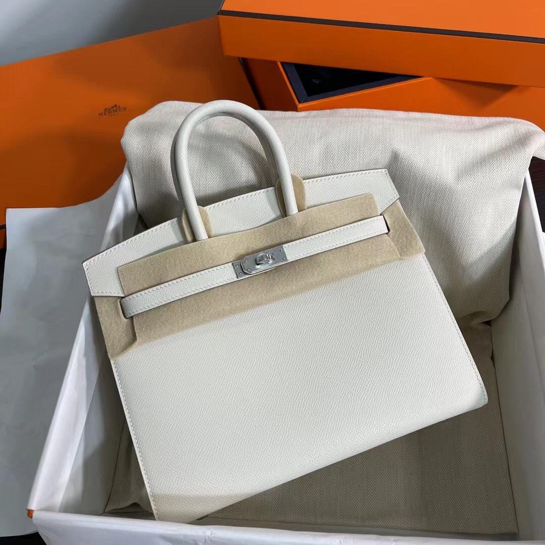 Birkin 25 Sellier 10 Craie Epsom Silver Hardware