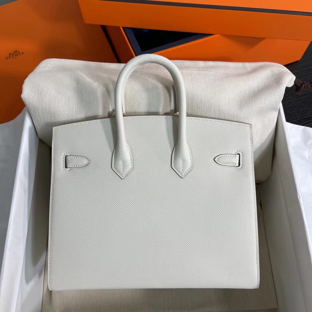 Birkin 25 Sellier 10 Craie Epsom Silver Hardware