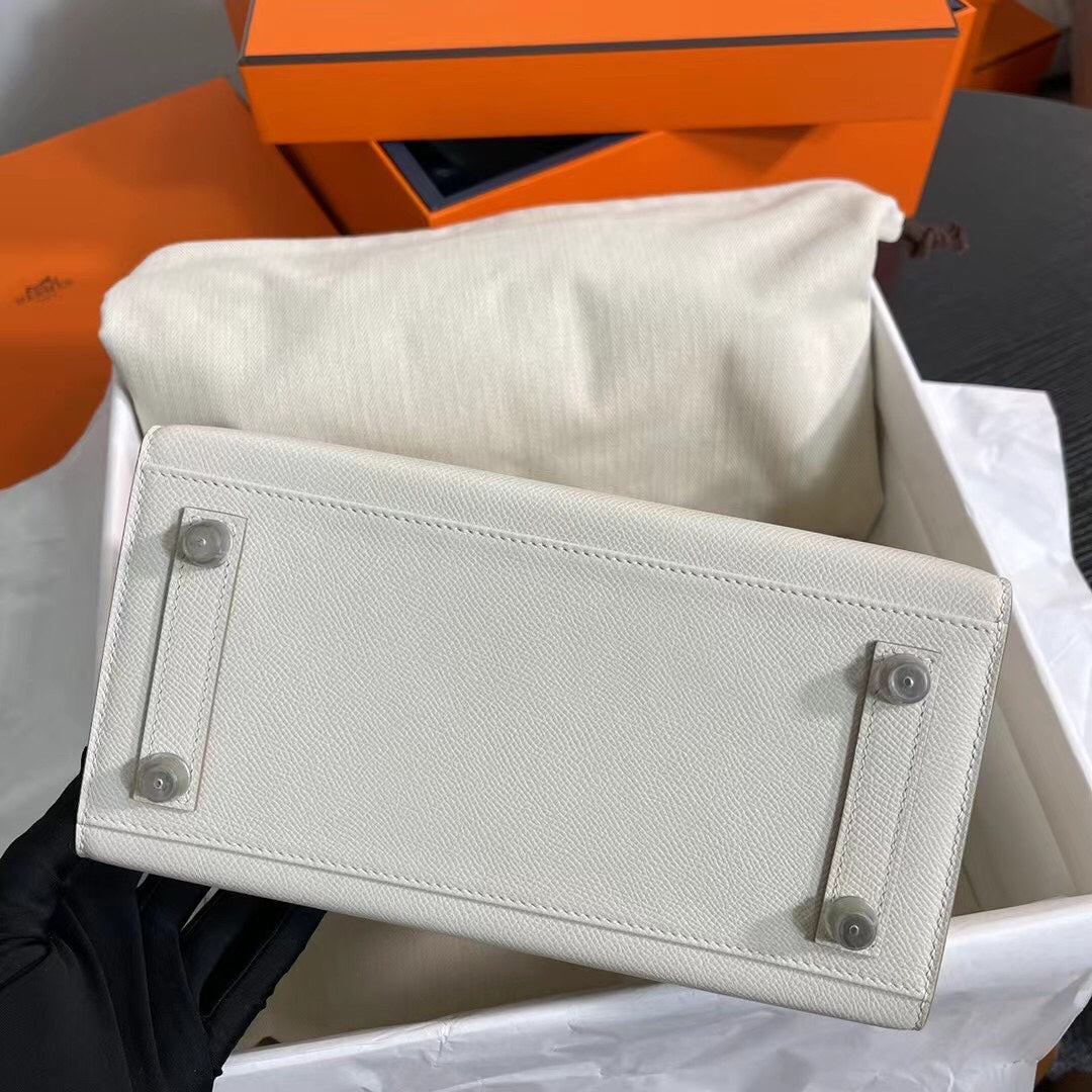 Birkin 25 Sellier 10 Craie Epsom Silver Hardware
