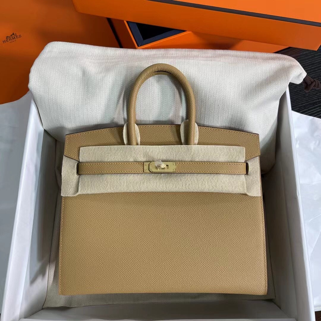 Birkin 25 Sellier 4B Biscuit Epsom Gold Hardware