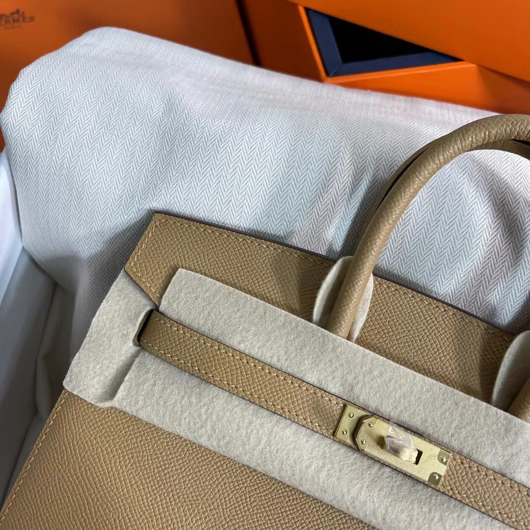 Birkin 25 Sellier 4B Biscuit Epsom Gold Hardware