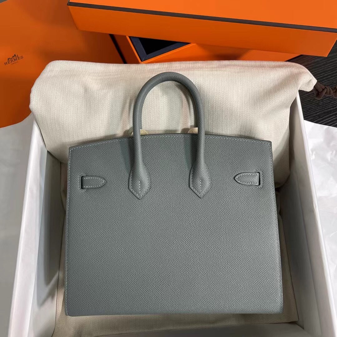 Birkin 25 Sellier 63 Vert Amande Epsom Silver Hardware