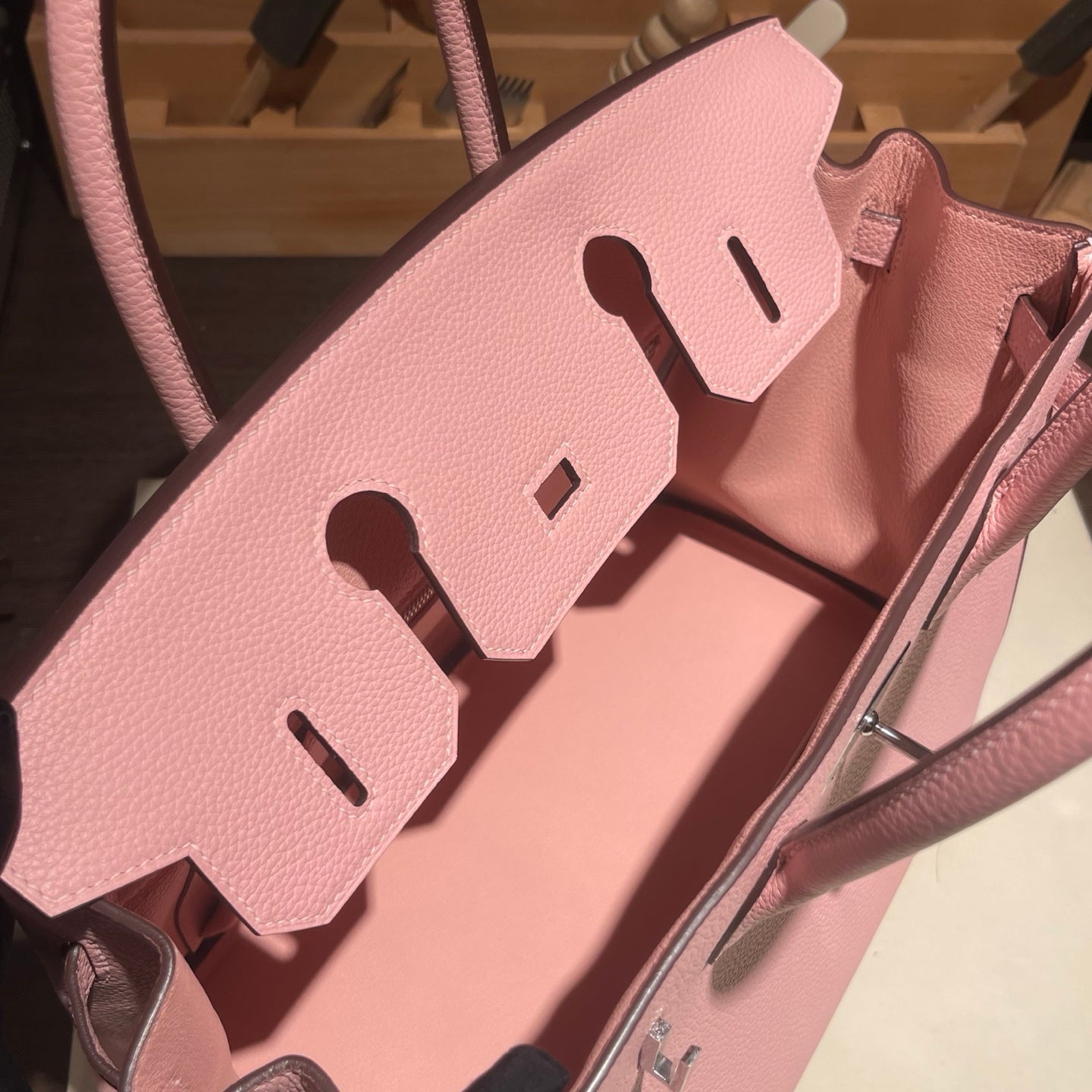 Birkin 25  Retourne 3Q Rose Sakura Togo Silver Hardware