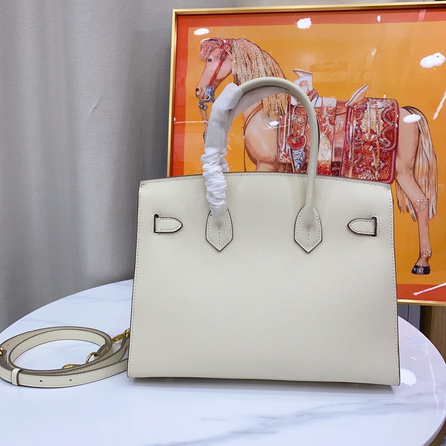 Birkin Style 25/30 Sellier in Craie Epsom Leather (Gold Hardware)