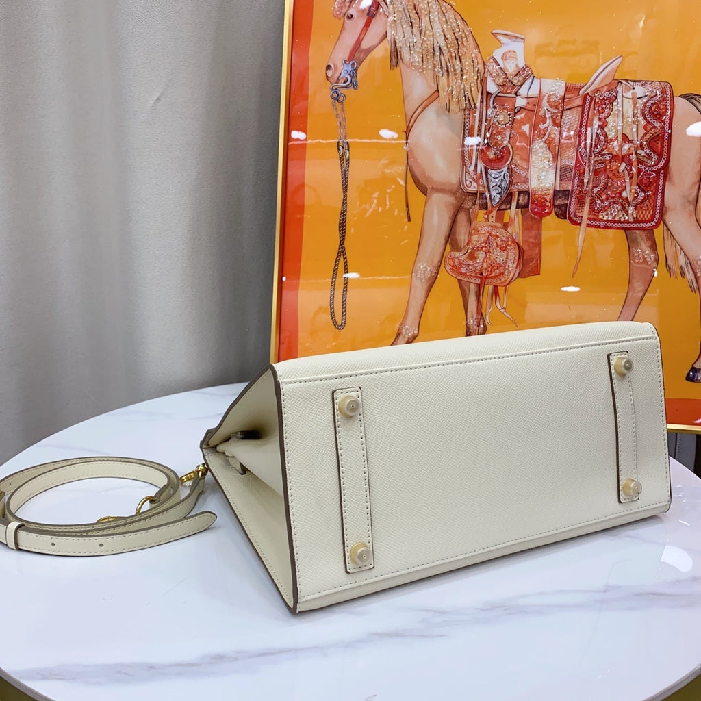 Birkin Style 25/30 Sellier in Craie Epsom Leather (Gold Hardware)