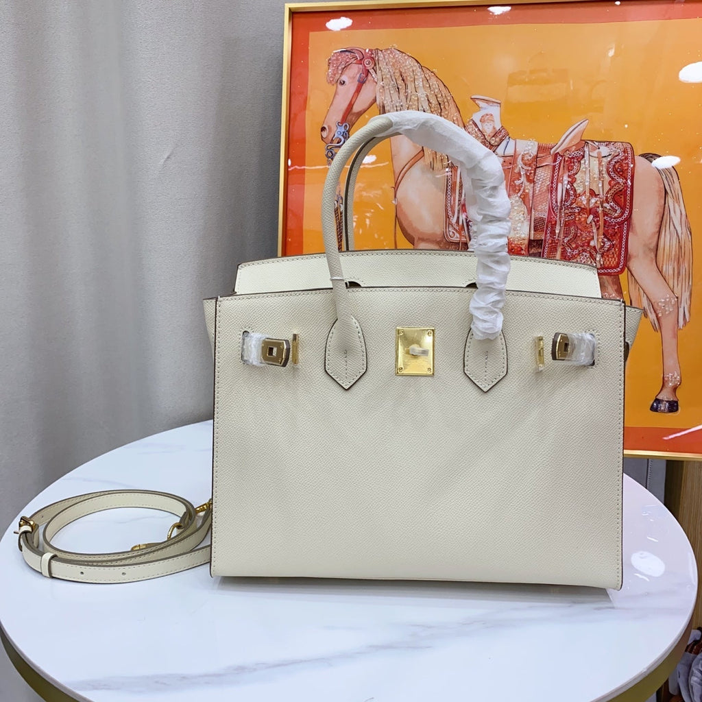 Birkin Style 25/30 Sellier in Craie Epsom Leather (Gold Hardware)