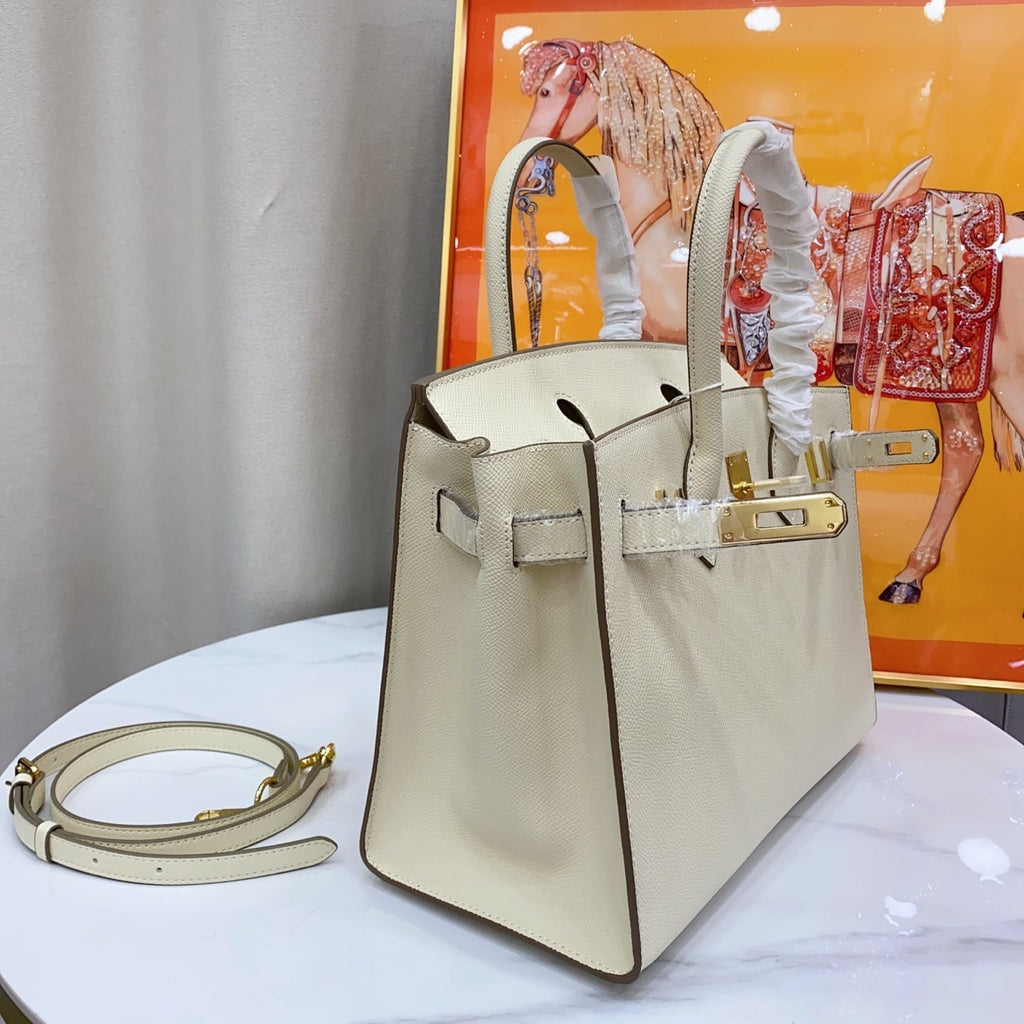 Birkin Style 25/30 Sellier in Craie Epsom Leather (Gold Hardware)