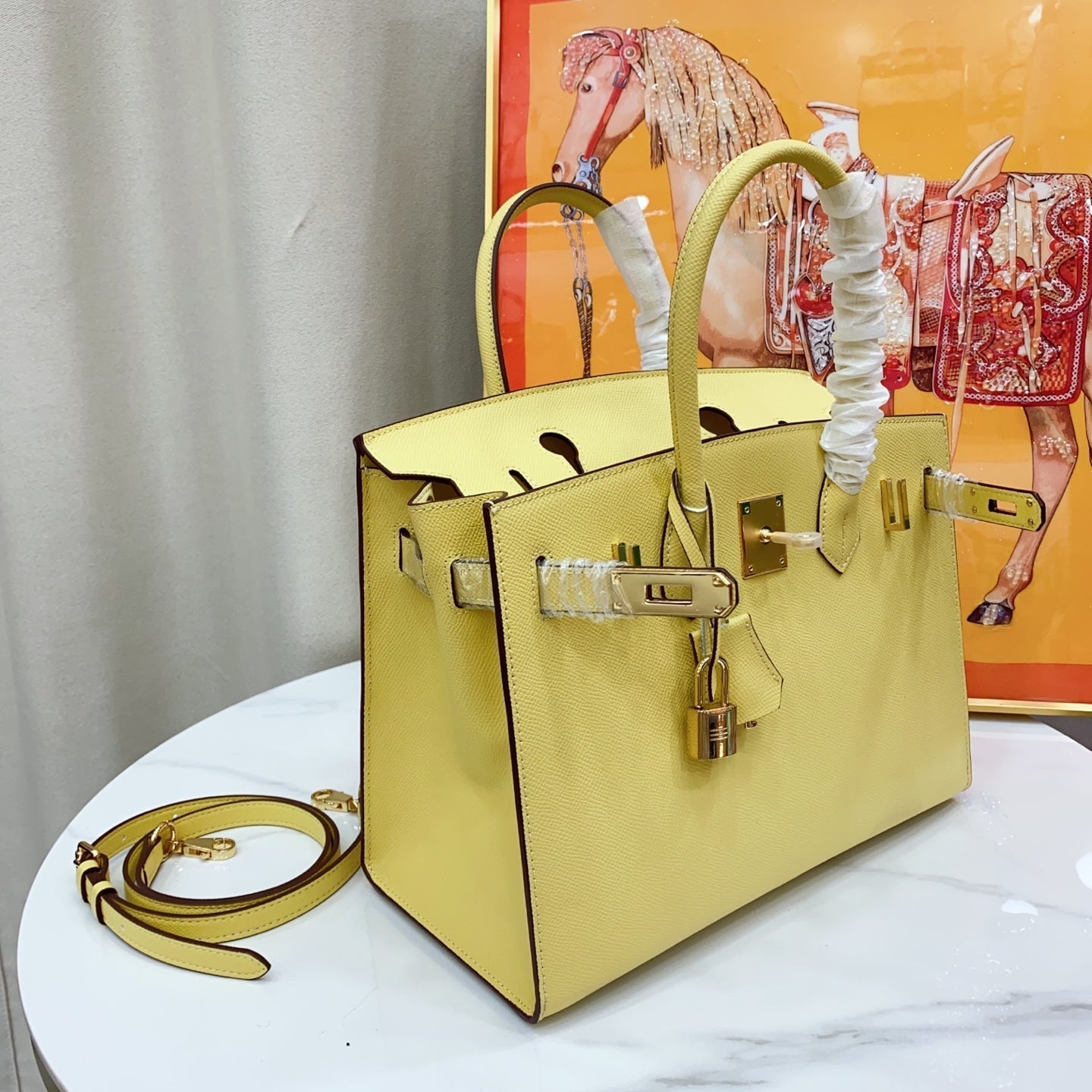 Birkin Style 25/30 Sellier in Lime Epsom Leather (Gold Hardware)