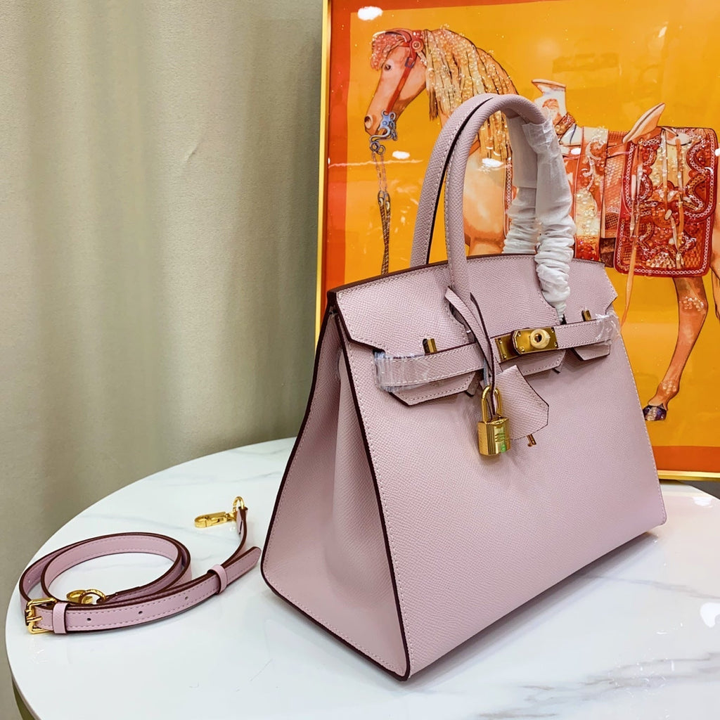 Birkin Style 25/30 Sellier in Rose Sakura Epsom Leather (Gold Hardware)