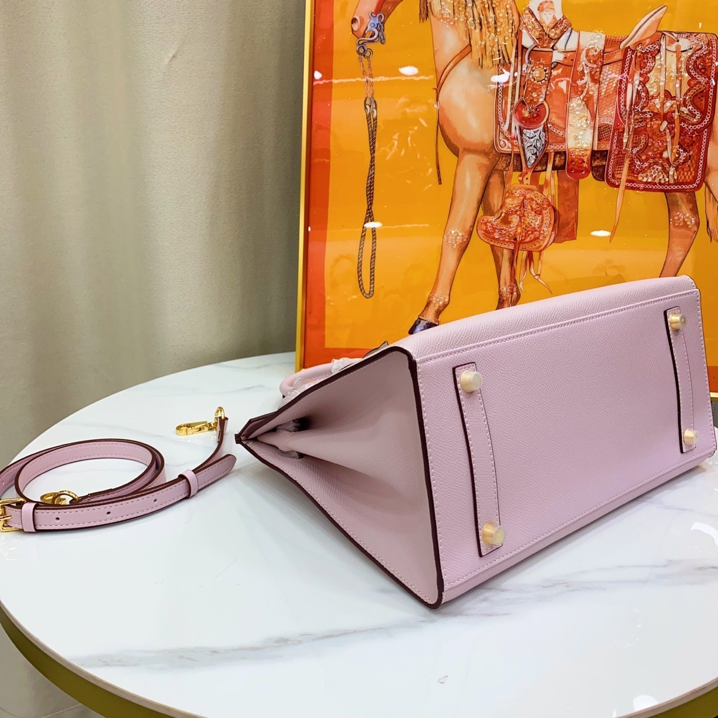 Birkin Style 25/30 Sellier in Rose Sakura Epsom Leather (Gold Hardware)
