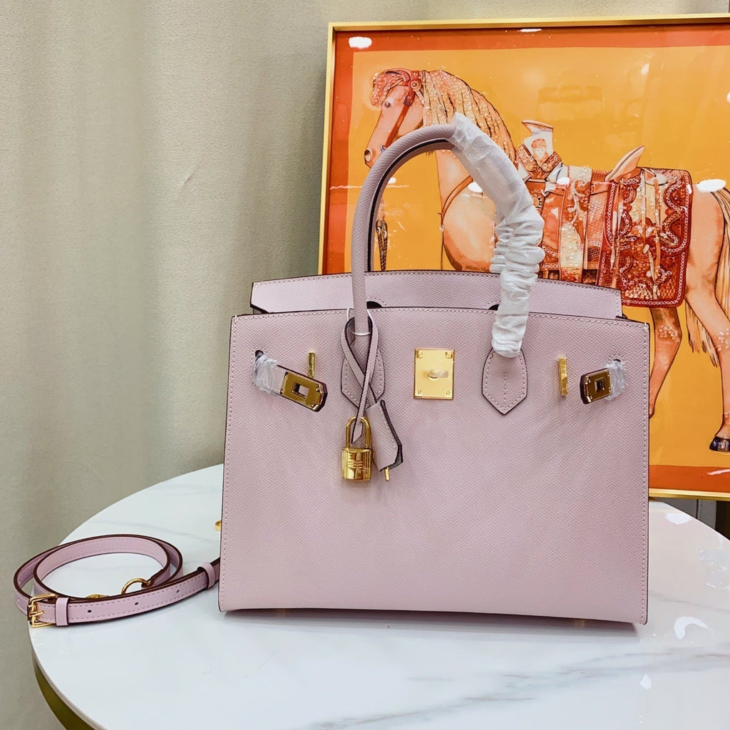 Birkin Style 25/30 Sellier in Rose Sakura Epsom Leather (Gold Hardware)