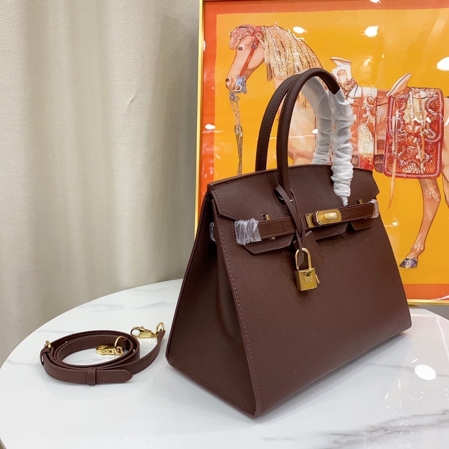 Birkin Style 25/30 Sellier in Chocolat Epsom Leather (Gold Hardware)