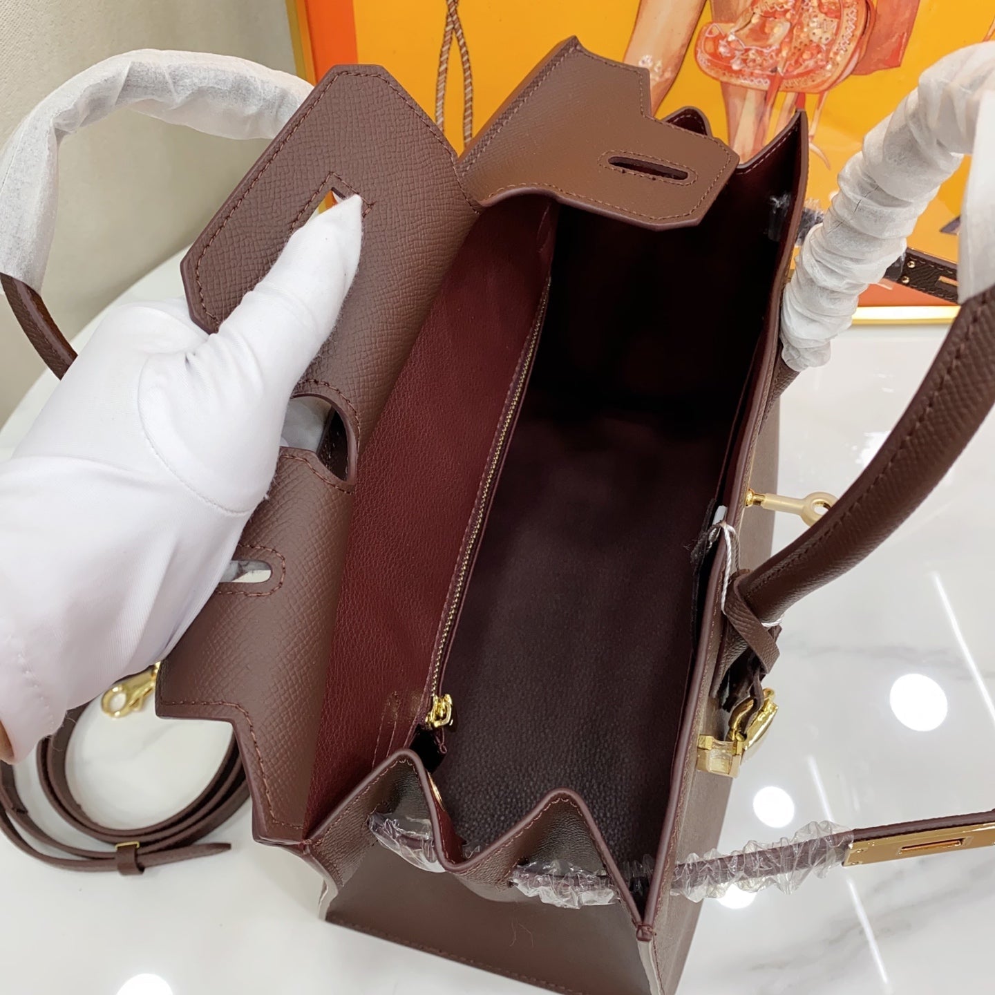 Birkin Style 25/30 Sellier in Chocolat Epsom Leather (Gold Hardware)