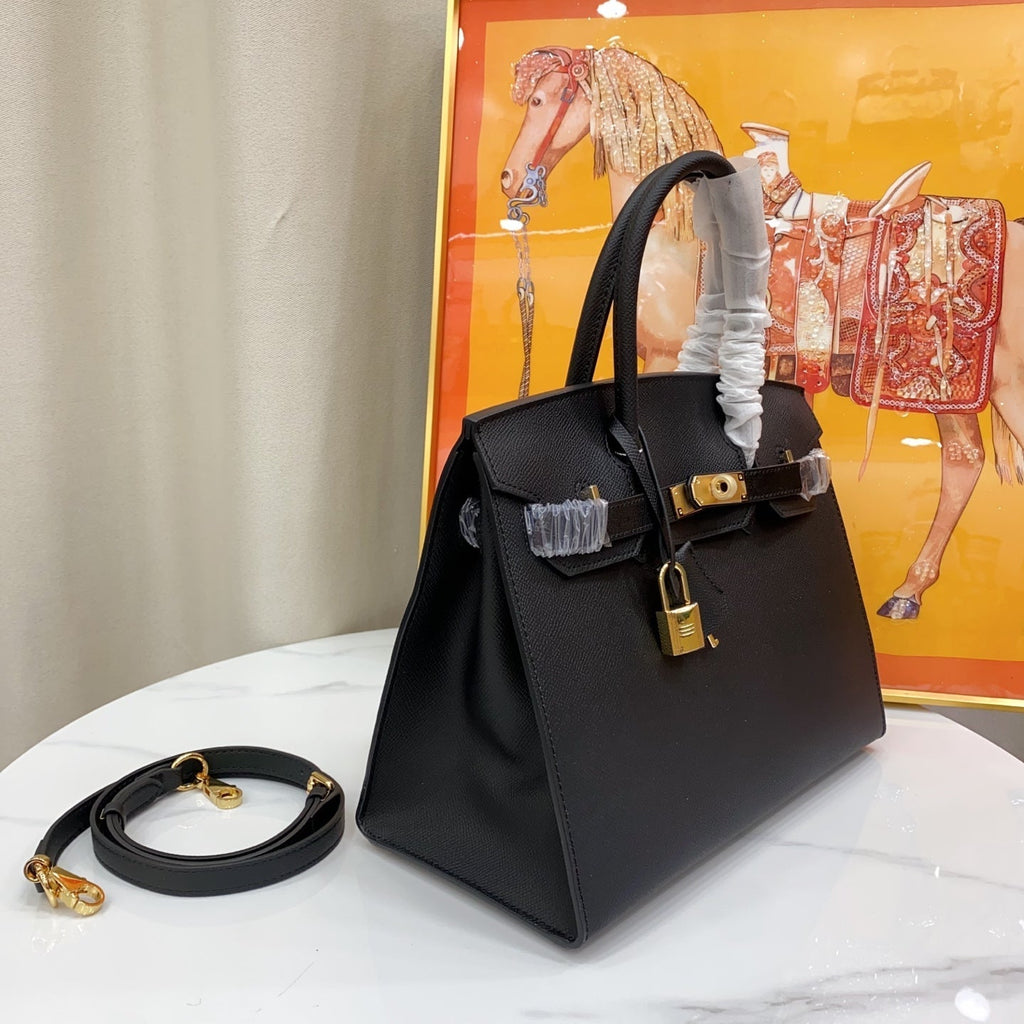 Birkin Style 25/30 Sellier in Noir Epsom Leather (Gold Hardware)