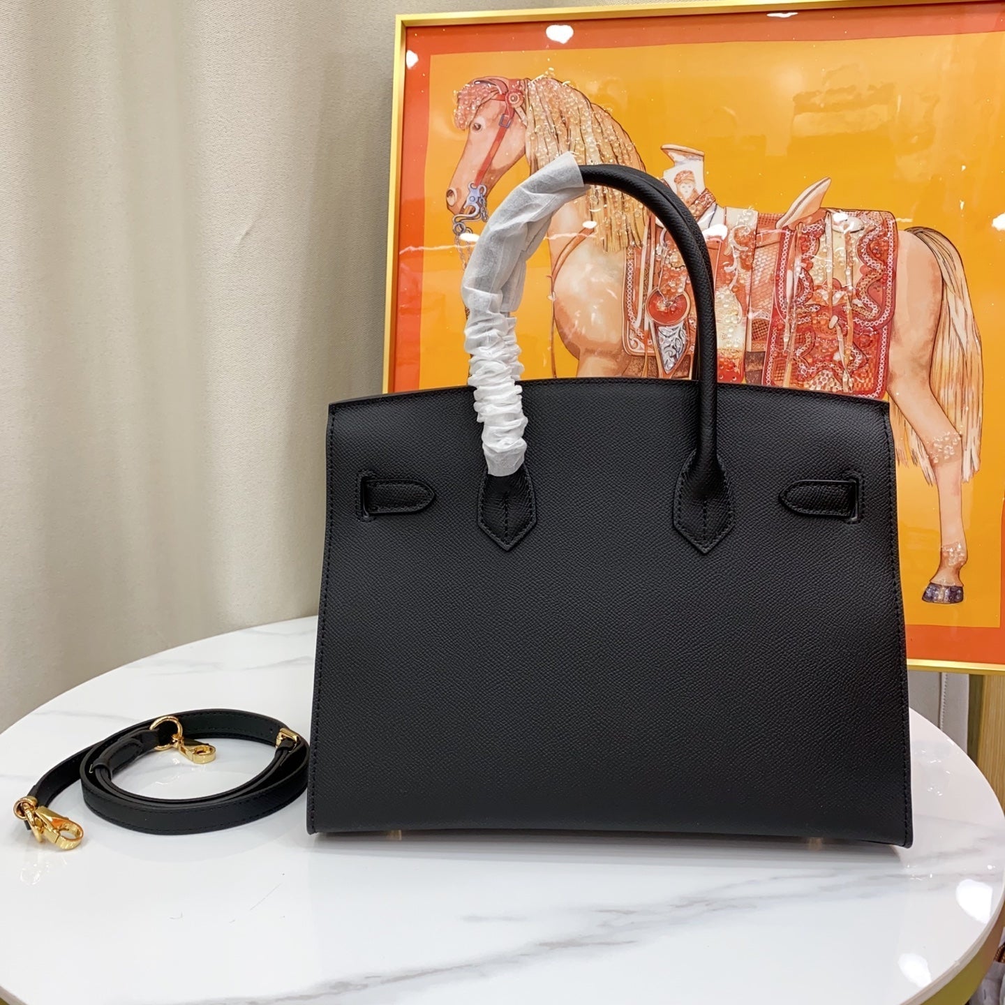 Birkin Style 25/30 Sellier in Noir Epsom Leather (Gold Hardware)