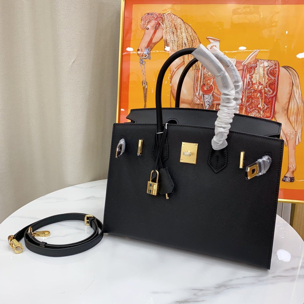 Birkin Style 25/30 Sellier in Noir Epsom Leather (Gold Hardware)