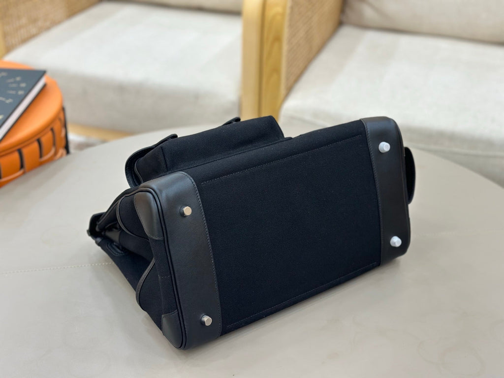 Birkin Cargo 35 in Noir Toile Goéland and Swift Leather (Palladium Hardware)
