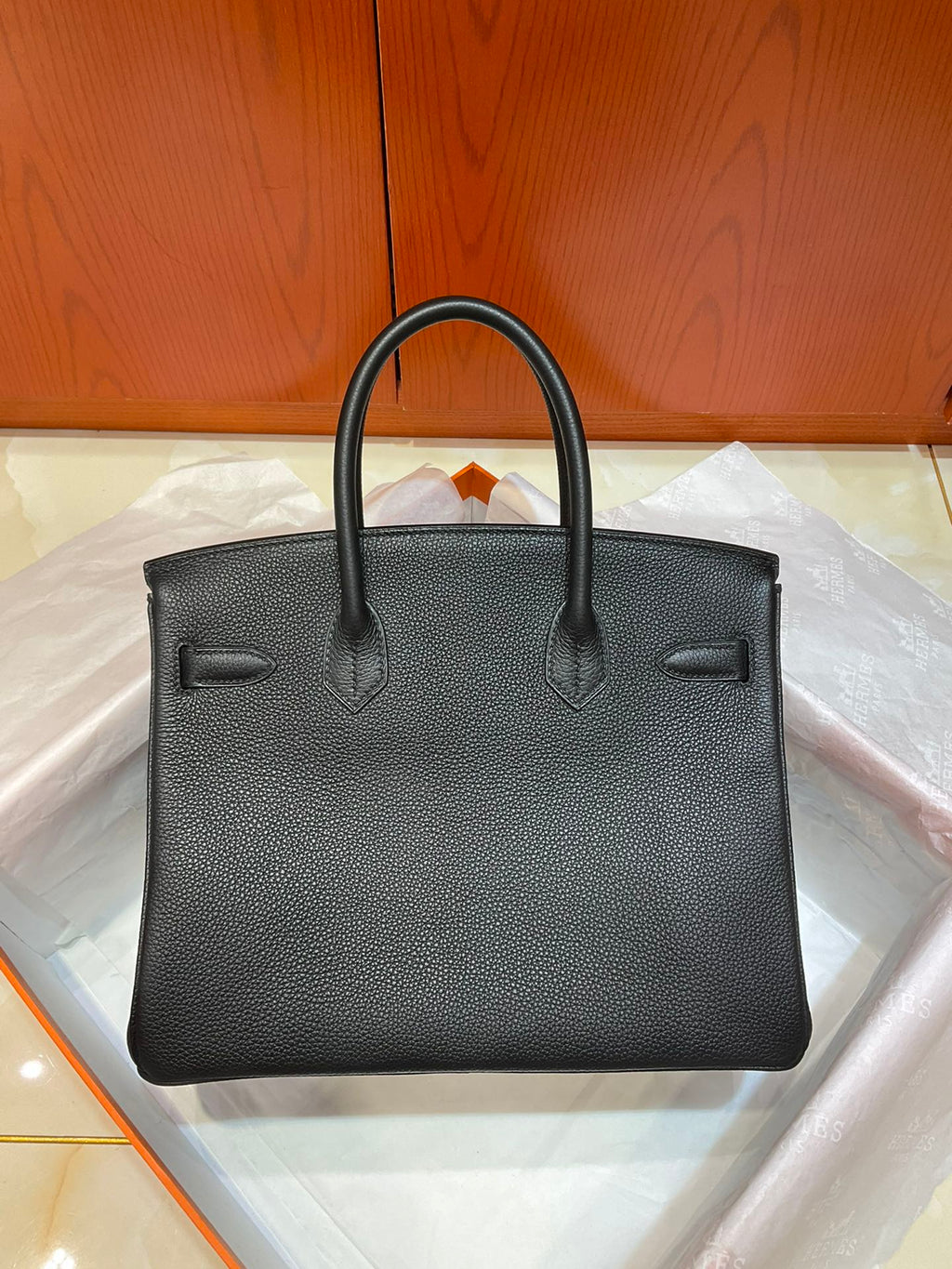 Birkin 30 Retourne in Noir Togo Leather (Gold Hardware)
