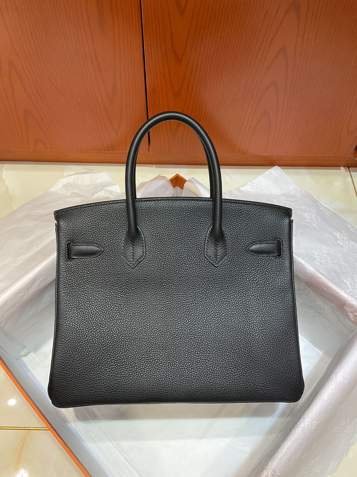 Birkin 30 Retourne in Noir Togo Leather (Gold Hardware)