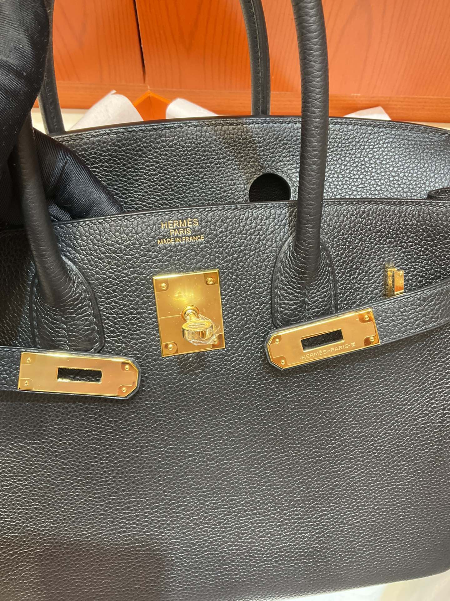 Birkin 30 Retourne in Noir Togo Leather (Gold Hardware)
