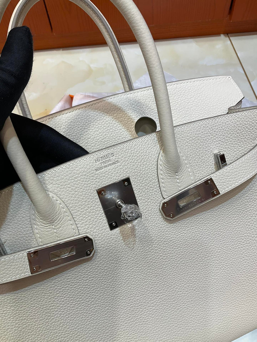 Birkin 30 Retourne in Craie Togo Leather (Palladium Hardware)