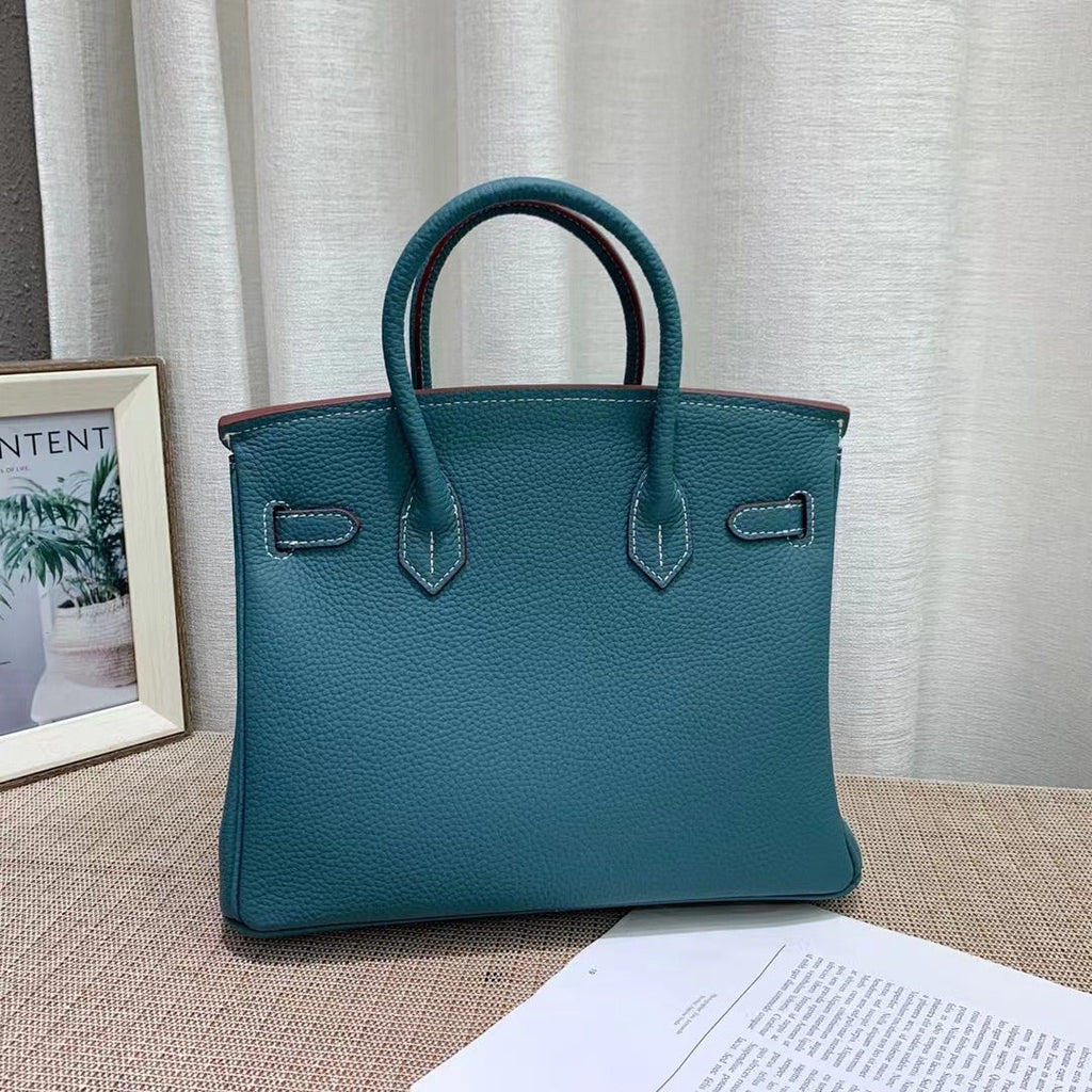 Birkin Style Retourne in Malachite Togo Leather (Gold Hardware)