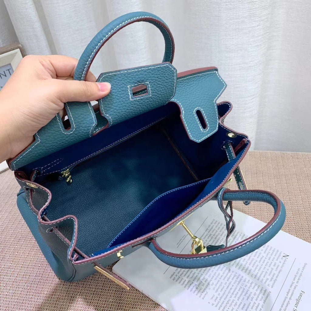 Birkin Style Retourne in Malachite Togo Leather (Gold Hardware)