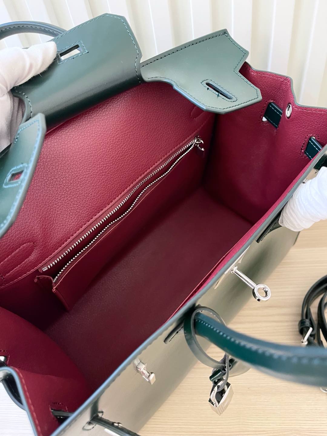 Birkin 30 Style Sellier in Vert Cypress Smooth Leather (Palladium Hardware)